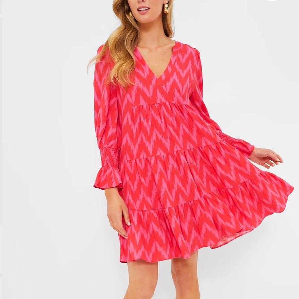 Pomander Place Pink Zigzag Long Sleeve Dress